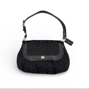 Coach Black Signature Jacquard Flap Shoulder Bag